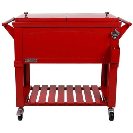 PERMASTEEL Permasteel PS-203F1-RED 80 qt. Portable Rolling Patio Cooler; Red PS-203F1-RED